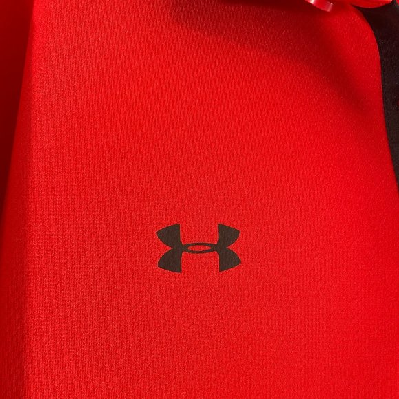Under Armour Polo Golf Shirt Red Heatgear Short Sleeve EUC Men's Large - Picture 3 of 14